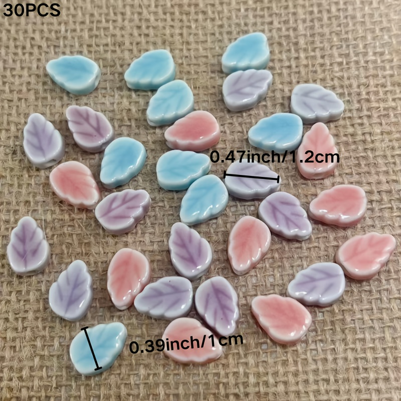30pcs Leaf-Shaped Ceramic Beads for Handmade Jewelry